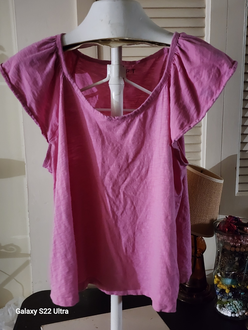 LOFT Pink Flutter Sleeve Tank Top